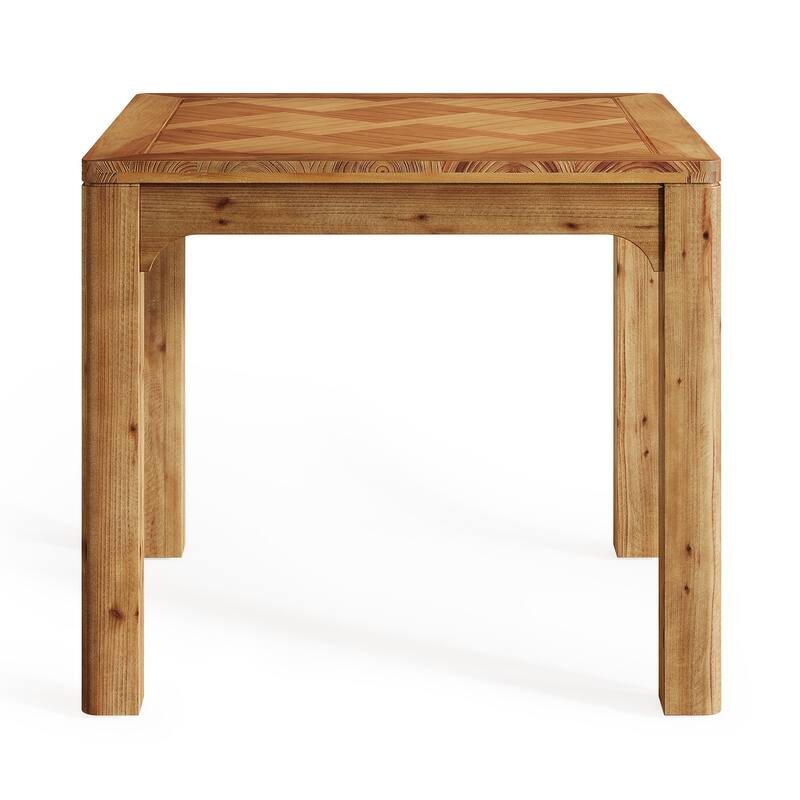 Solid Wood Dining Table, Square Kitchen Table with 3D Textured Top for Living/Dining Room