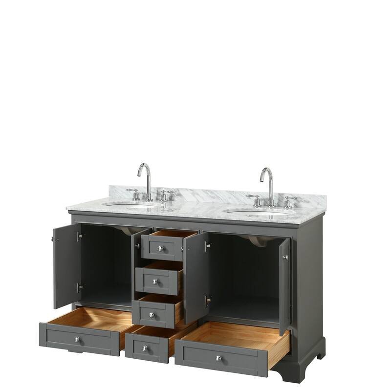 Deborah 60-inch Dark Gray Double Vanity, Oval Sinks, No Mirrors