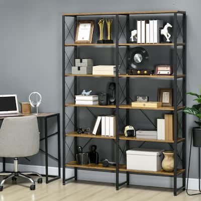 5-tier Bookshelf with Steel Frame and Adjustable Foot Pads