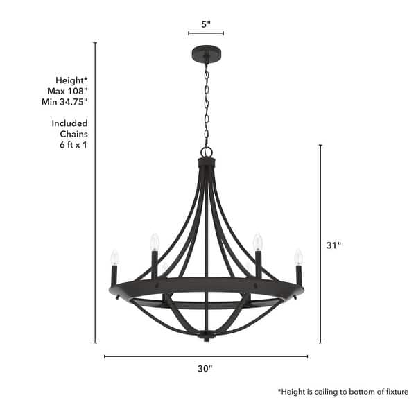 dimension image slide 1 of 6, Hunter Perch Point Chandelier, Wheel, Candle, Dining Room, Entry, Modern Rustic, Industrial