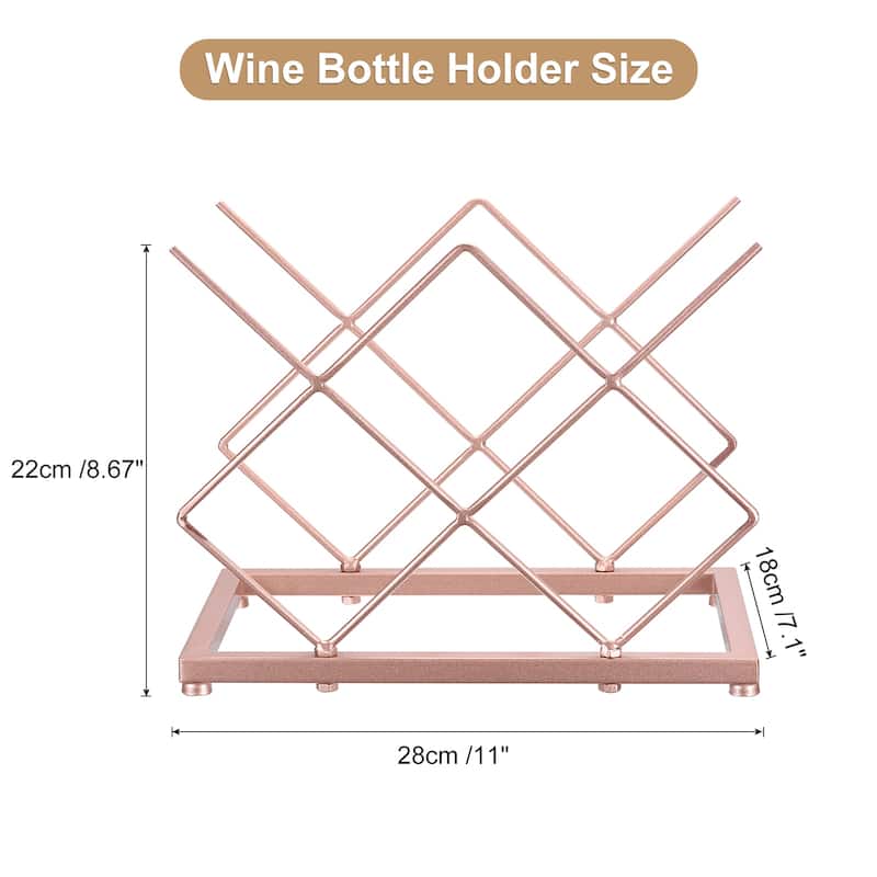 Countertop Wine Rack Wine Bottle Holder 5 Bottle for Table Bar Cabinet - Rose Gold