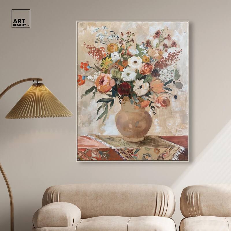 Clay Vase and Flowers Canvas by Art Remedy