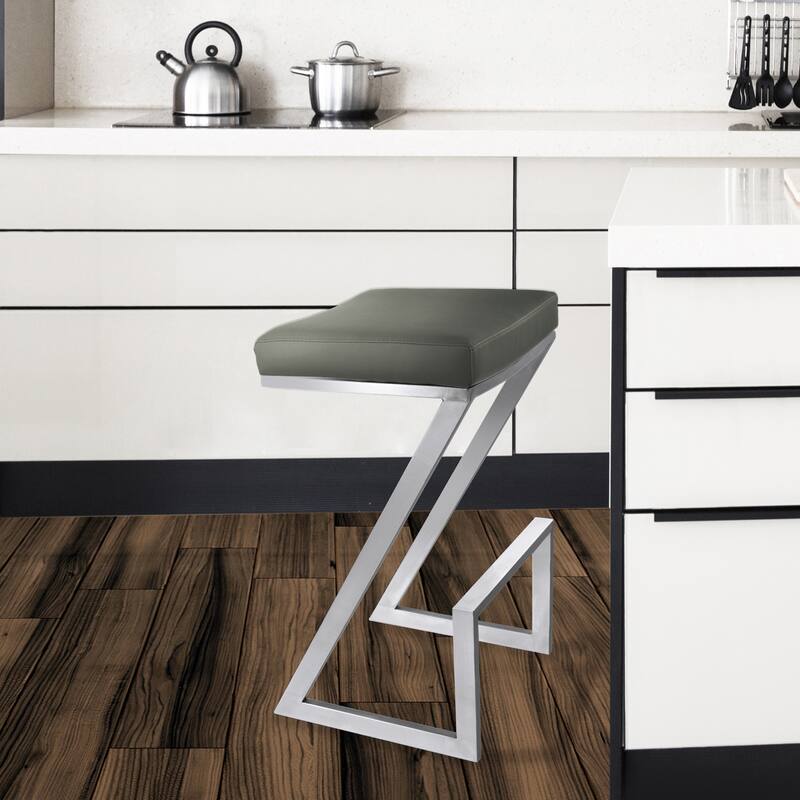 Armen Living Atlantis 26-inch Backless Counter Height Stool - Grey