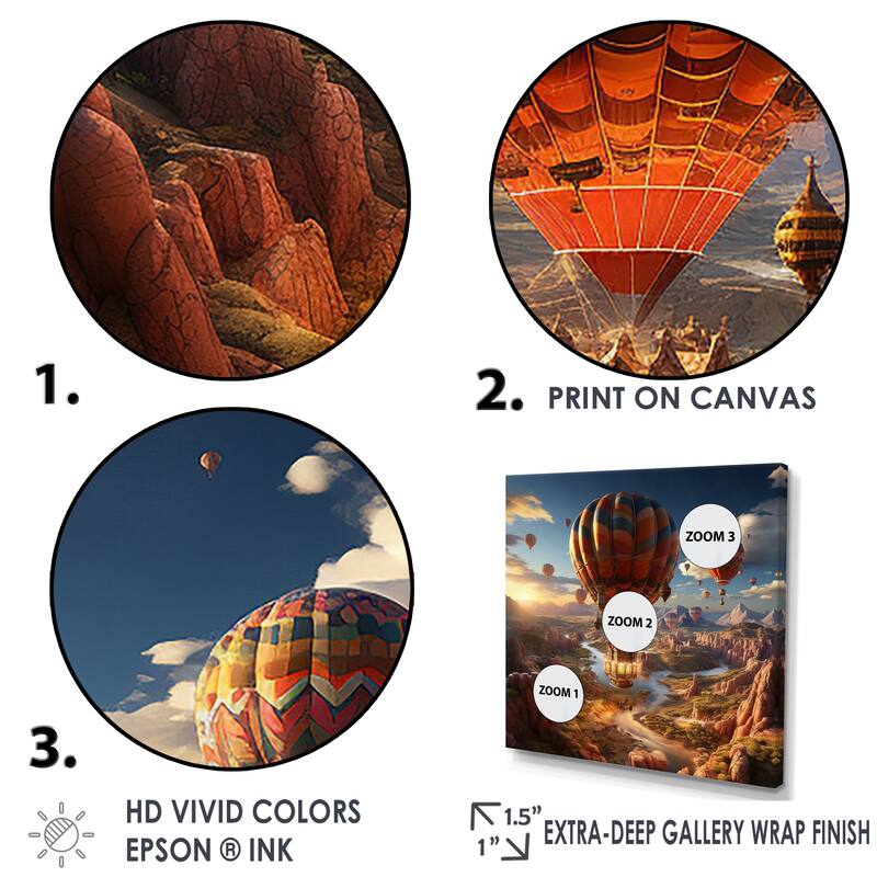 Designart "A Fantasy Art Depiction Of Hot Air Balloons " Hot Air Balloon Framed Wall Art Prints