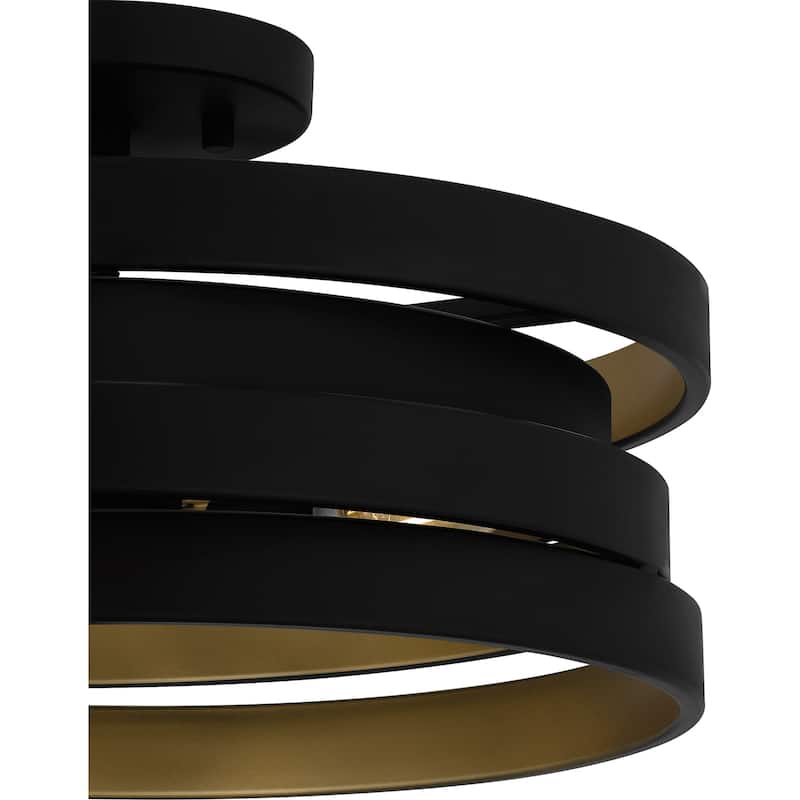Berner 3-Light Matte Black Semi-Flush Mount Light