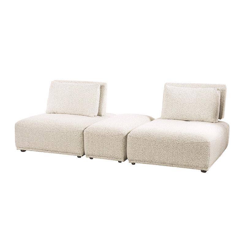 Stavan Modular Curved 2 Seat Sofa, Ottoman Beige Adjustable Seat Depth