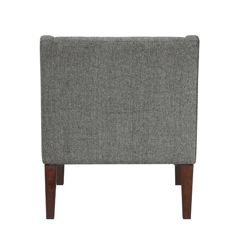 Ginna Accent Armchair, Button Tufted Dark Gray Polyester, Brown Legs