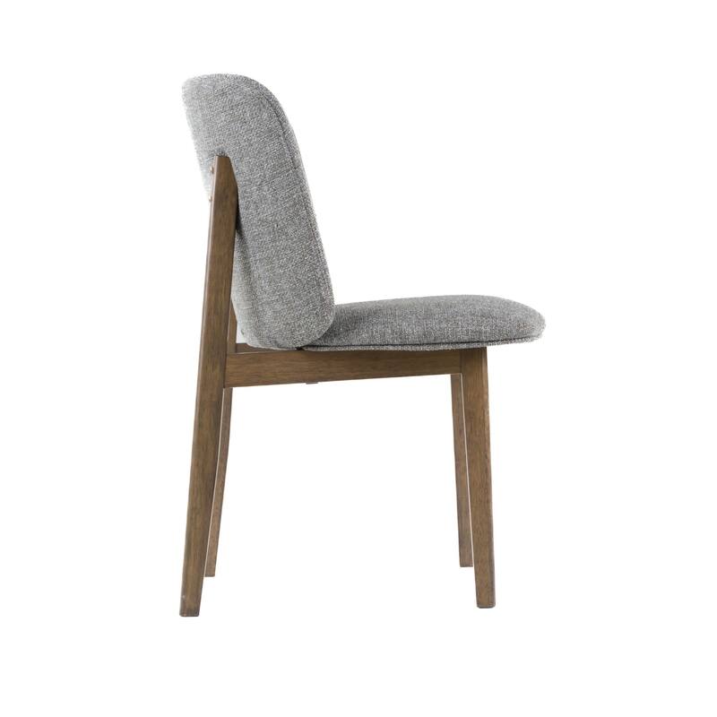 Cid Estele Dining Side Chair Set of 2, Gray Fabric, Wenge Brown Wood