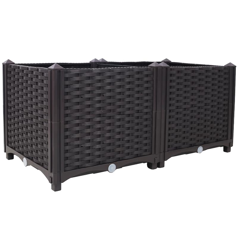 Anmytek Deep Raised Garden Bed Self Watering Plastic Planter Box for Vegetables Flowers and Herbs 31.5L x 15.7W x 14.7H