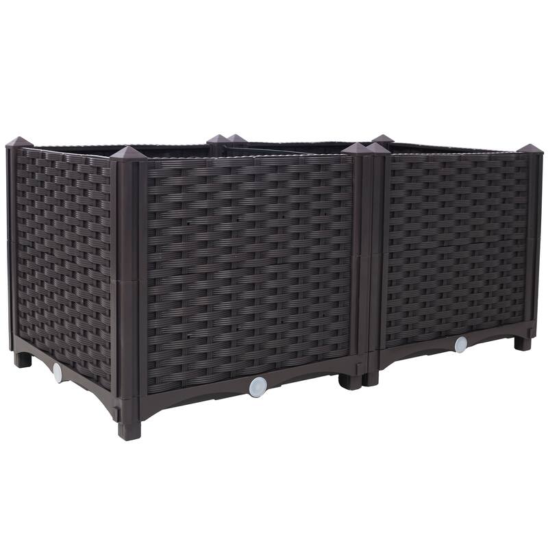 Modern Minimalist Garden Bed with Automatic Watering System 1 Drainage Hole Panel, for Vegetable Flower Herb Outdoor - 8' x 10'