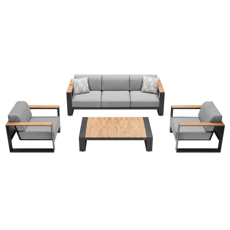 Cambusa Outdoor Conversation Set for 5 Person, Aluminum, Teak Series - 2062