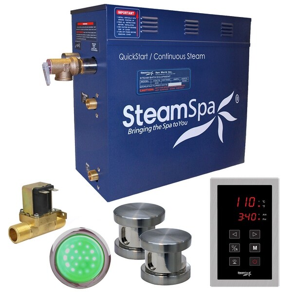 SteamSpa INT1200-A Indulgence 12 KW QuickStart Acu-Steam Bath Generator Package with Built-in Auto Drain and Touch Controller