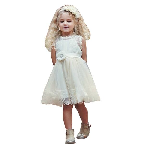 Think Pink Bows Little Girls Ivory Sash Victorian Gardens Flower Girl Dress 2 Overstock