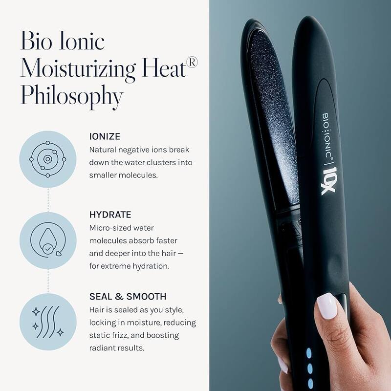 BIO IONIC NEW and Imporoved 10x Ultralight Speed Dryer and 10x Pro Vibrating Plate Styling Iron 1 Inch