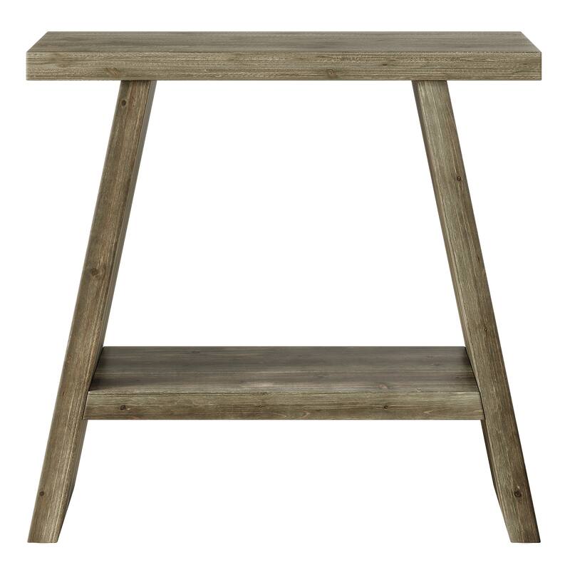 Solid Wood Farmhouse Side Table with 2-tier Storage Shelf