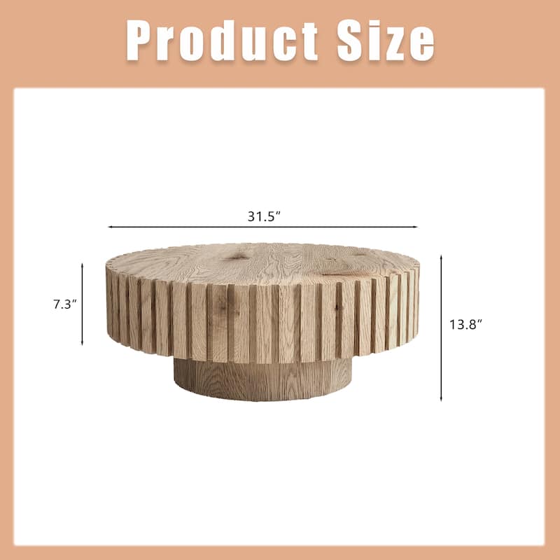 31.4" Modern Round Coffee Table – Minimalist Design with Natural Wood Grain, Sturdy Construction for Living Rooms, Studies.