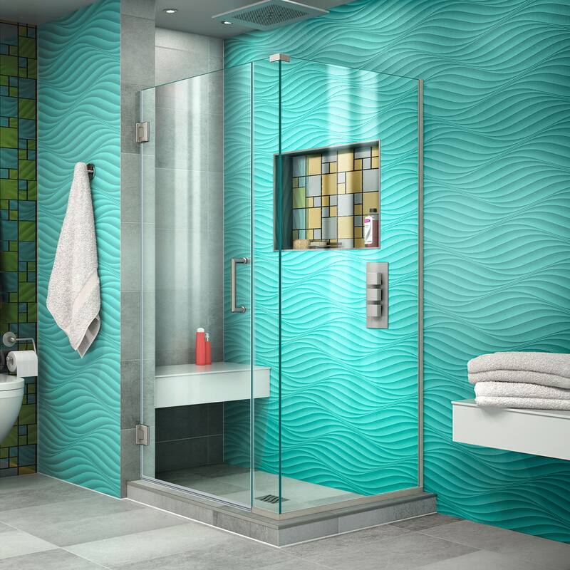 DreamLine Unidoor Plus 36 in. W x 30 3/8 in. D x 72 in. H Frameless Hinged Shower Enclosure - 30.38" x 36"