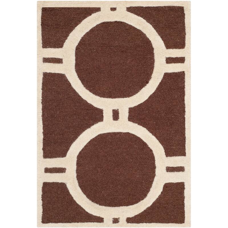 SAFAVIEH Handmade Cambridge Arah Modern Moroccan Wool Rug - 2'6" x 4' - Dark Brown/Ivory - Rectangle