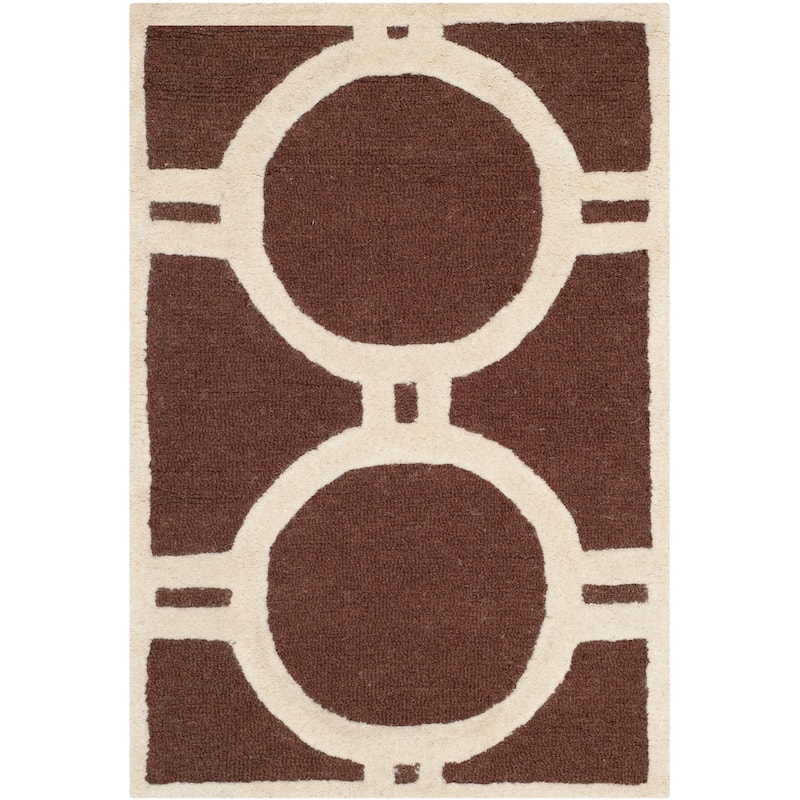 SAFAVIEH Handmade Cambridge Nurije Modern Moroccan Wool Rug - 2' x 3' - Dark Brown/Ivory