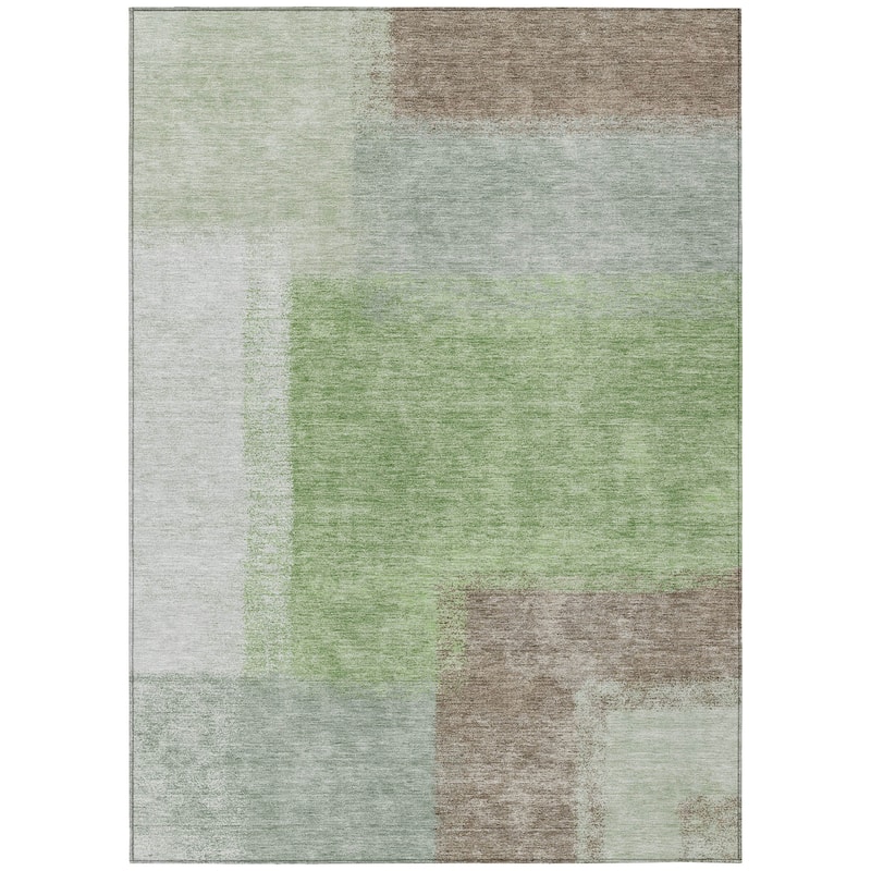 Machine Washable Indoor/ Outdoor Solid Contemporary Chantille Rug