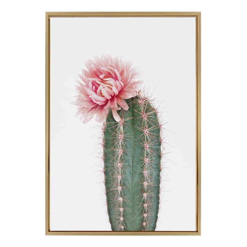 Kate and Laurel Sylvie Pink Cactus Flower Framed Canvas Wall Art