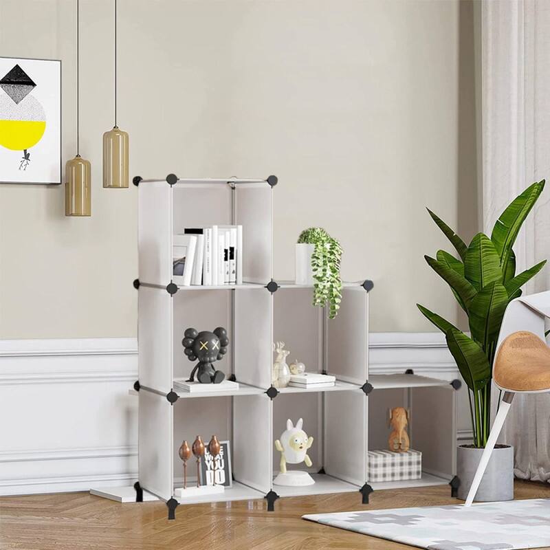 6-Cube Stackable Shoe Rack Organizer DIY Plastic Shoe Storage Cabinet for Closet & Entryway