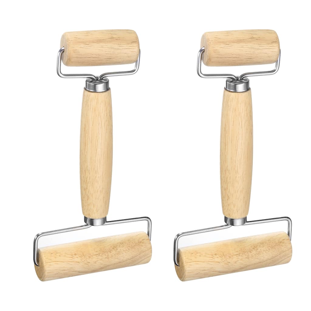 2pcs Rolling Pin 8.86" Double-ended Rolling Pin, Wood Color