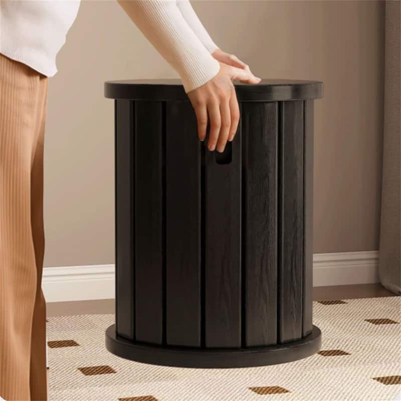 4 Packs Walnut Stools Spac-saving Design, 4-in-1 Solid Wood Stool Side Table