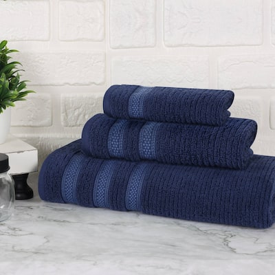 Superior Brea Zero Twist Cotton Ribbed Modern 3 Piece Bathroom Towel Set