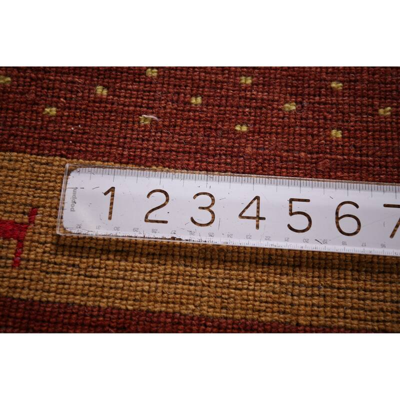 Striped Gabbeh Indian Area Rug Hand-Knotted Wool Carpet - 5'3"x 7'10"