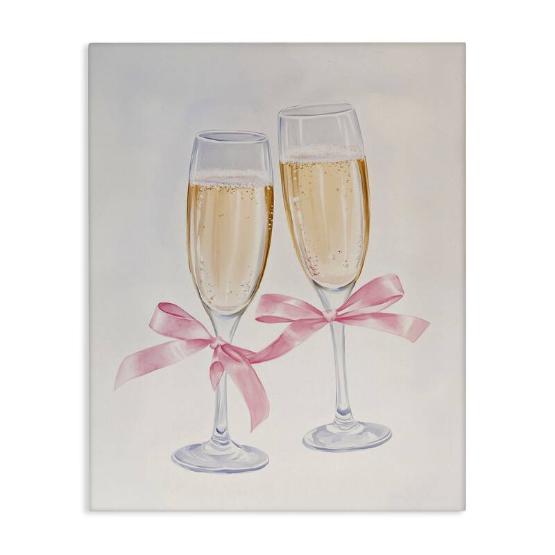 Stupell Chic Bow Champagne Glasses Canvas Wall Art Design By Arlington Prints - 24 x 30