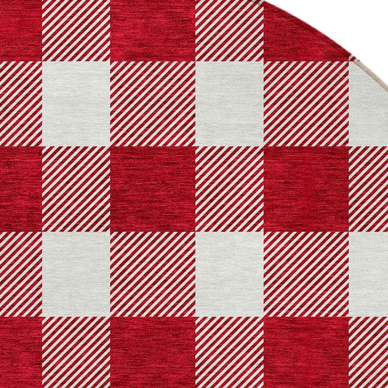 HomeRoots Plaid Transitional Rectangle Outdoor Rug