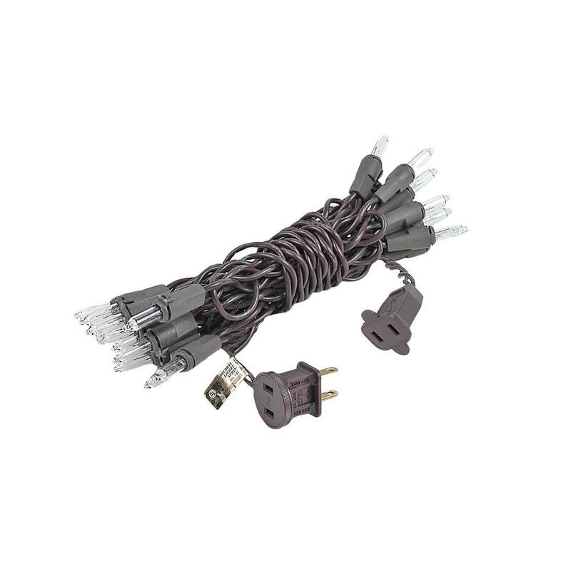 20 Light Clear Christmas Craft Mini Light Set, Brown Wire, 8' Long