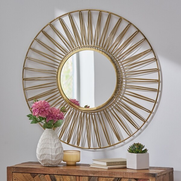 Elaina Circular Wall Mirror by Christopher Knight Home Clear N/A
