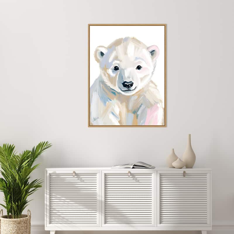 Polar Bear Cub by Ohkimiko Framed Canvas Wall Art