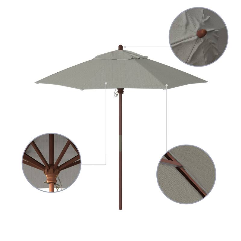 Port Lavaca 7.5ft Round Wood Umbrella by Havenside Home, Base Not Included