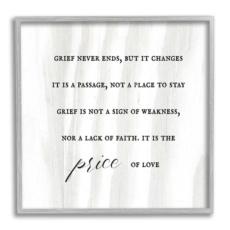 Stupell Grief Is Love Inspirational Sorrowing Lamentation Phrase Framed Wall Art, Design by Daphne Polselli - Black