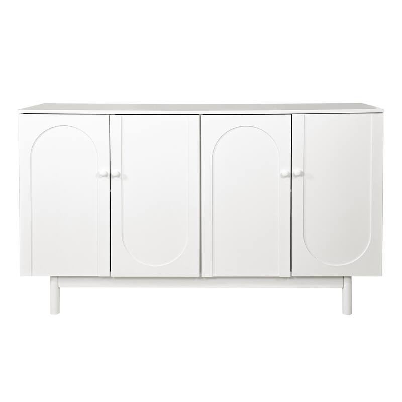 4-Door Buffet Cabinet with Storage, Kitchen Sideboard Buffet w/ Wood Legs, Adjustable Shelves, Living Room Storage Cabinet