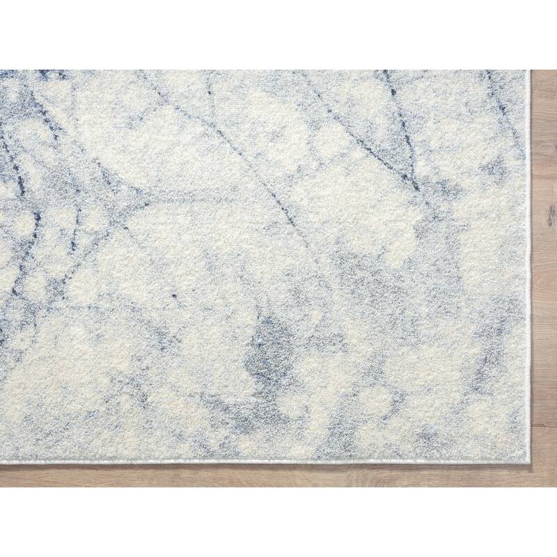 Abani Cruz Contemporary Leaf Print Blue Indoor Area Rug