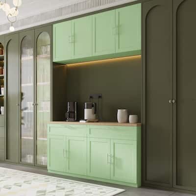 2 Piece Modular Closet Storage Set with Floor and Wall Cabinets Pantry