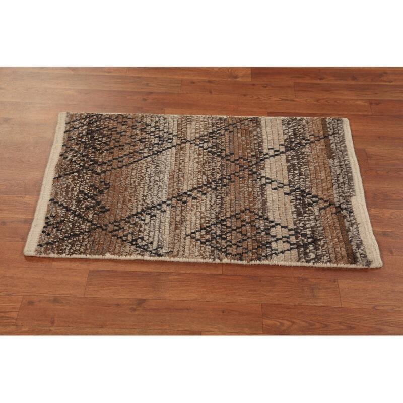Moroccan Oriental Rug Hand-Knotted Accent Wool Carpet - 2'0"x 3'0"