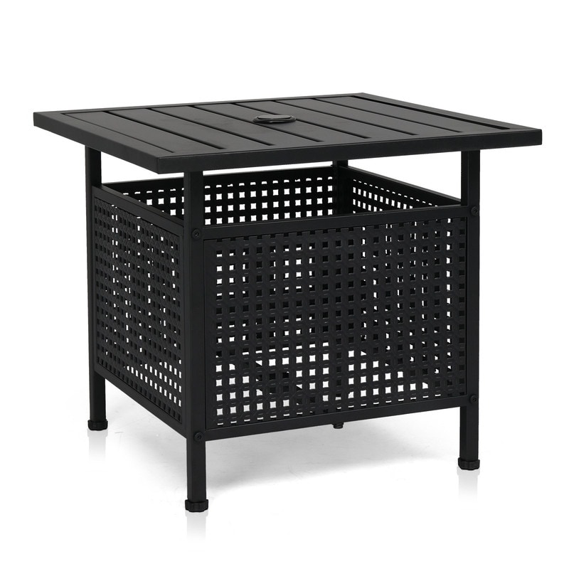 http southnext.us wrought-iron-patio-tables-with-umbrella-hole.html Sophia & William Square Outdoor Table for 8, Metal Table w/Umbrella Hole coated finish Outdoor Dining Height Round Wrought