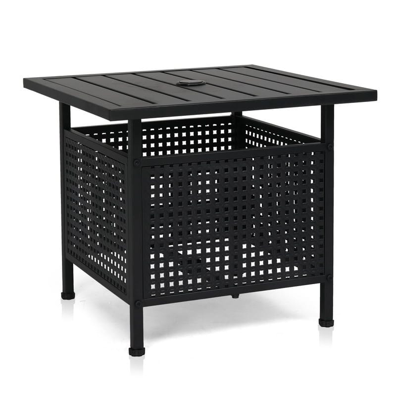 22 in. Black Wrought Iron Table with Umbrella Hole