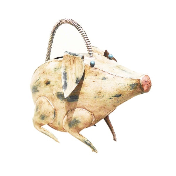 Offex Handmade Iron Multi Color Pig Watering Can