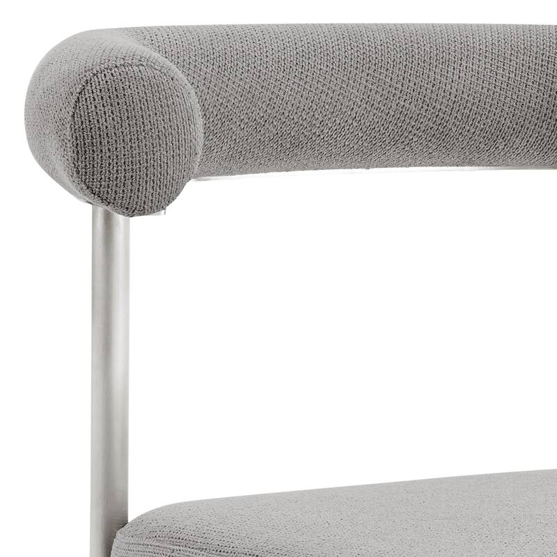 Shany Dining Chair Set of 2, Brushed Steel Curved Back, Gray Polyester