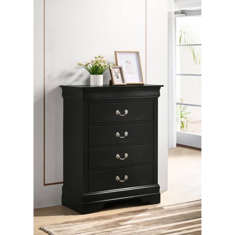 Passion Furniture Louis Phillipe Cherry 4 Drawer Chest of Drawers - 31"L x 16"W x 41"H