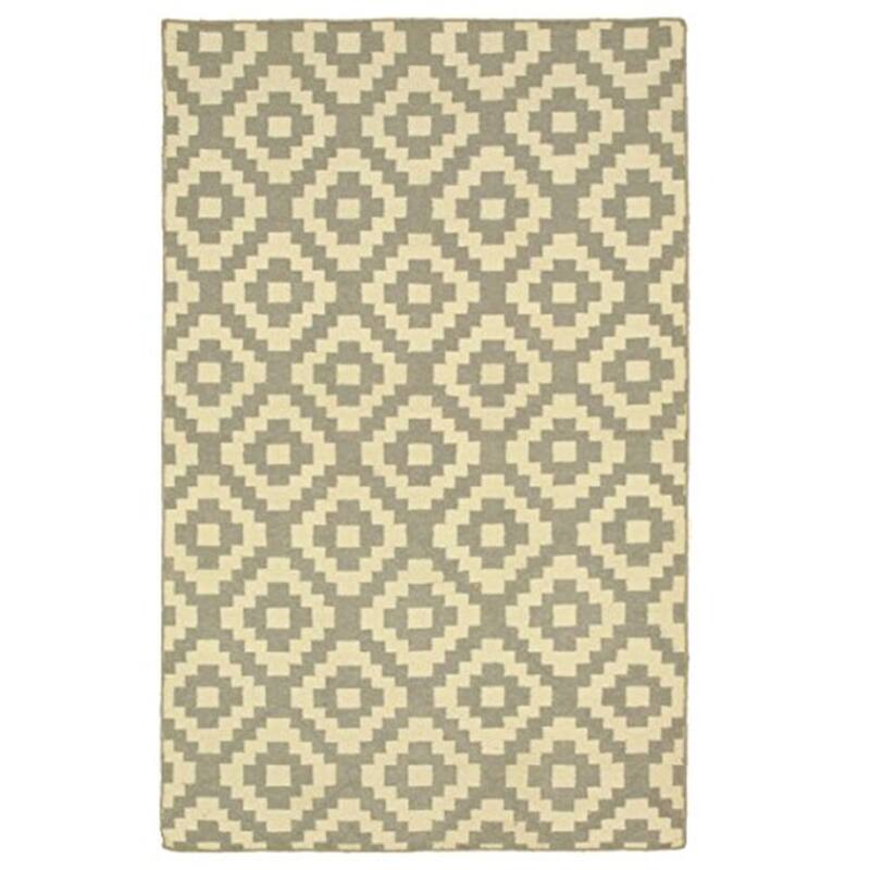 Handmade Wool Gray Contemporary Trellis Flatweave Reversible Rug - Subtle Pattern for Neutral Spaces - L