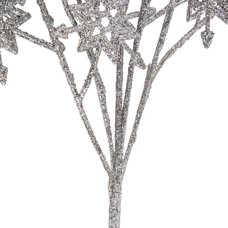 34" Silver Jingle Bells and Glitter Snowflakes Artificial Christmas Spray