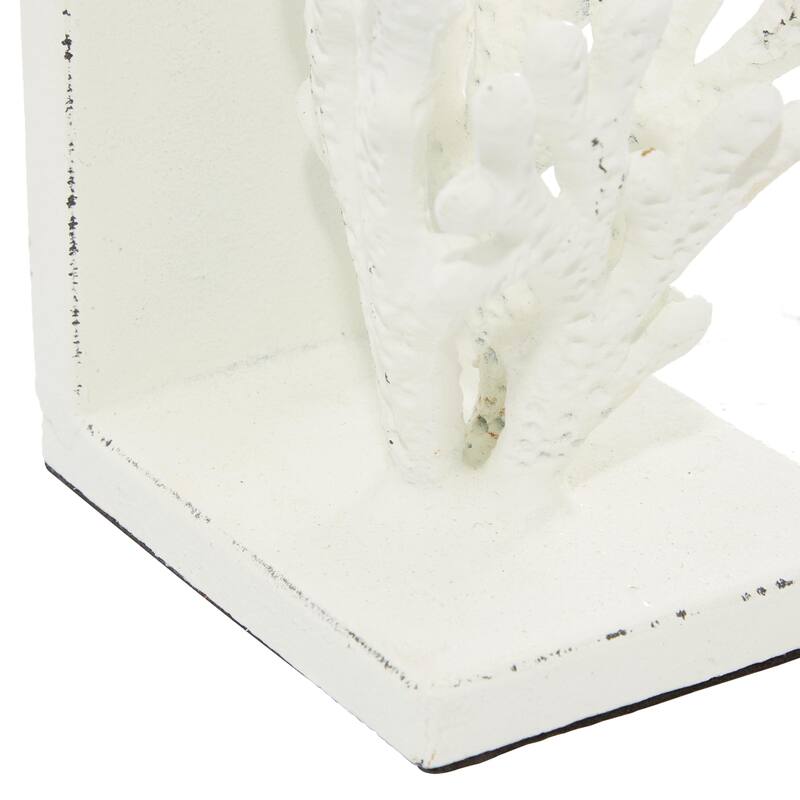 Metal Coral Decorative Bookends - Set of 2 White or Blue - Roche River Decor
