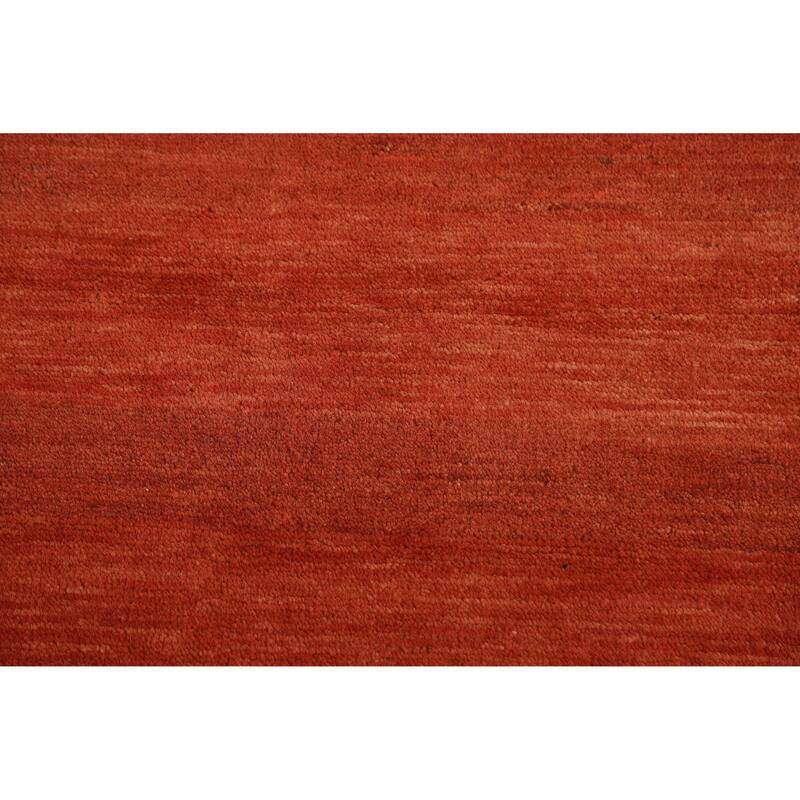 Contemporary Orange Gabbeh Oriental Accent Rug Handmade Wool Carpet - 2'10" x 4'1"